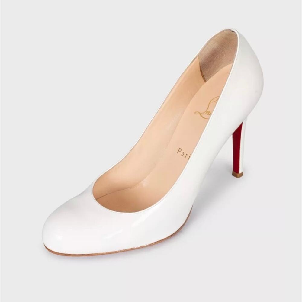Christian Louboutin White Patent Leather Round-Toe Pumps Sz.39 - Picture 3 of 5